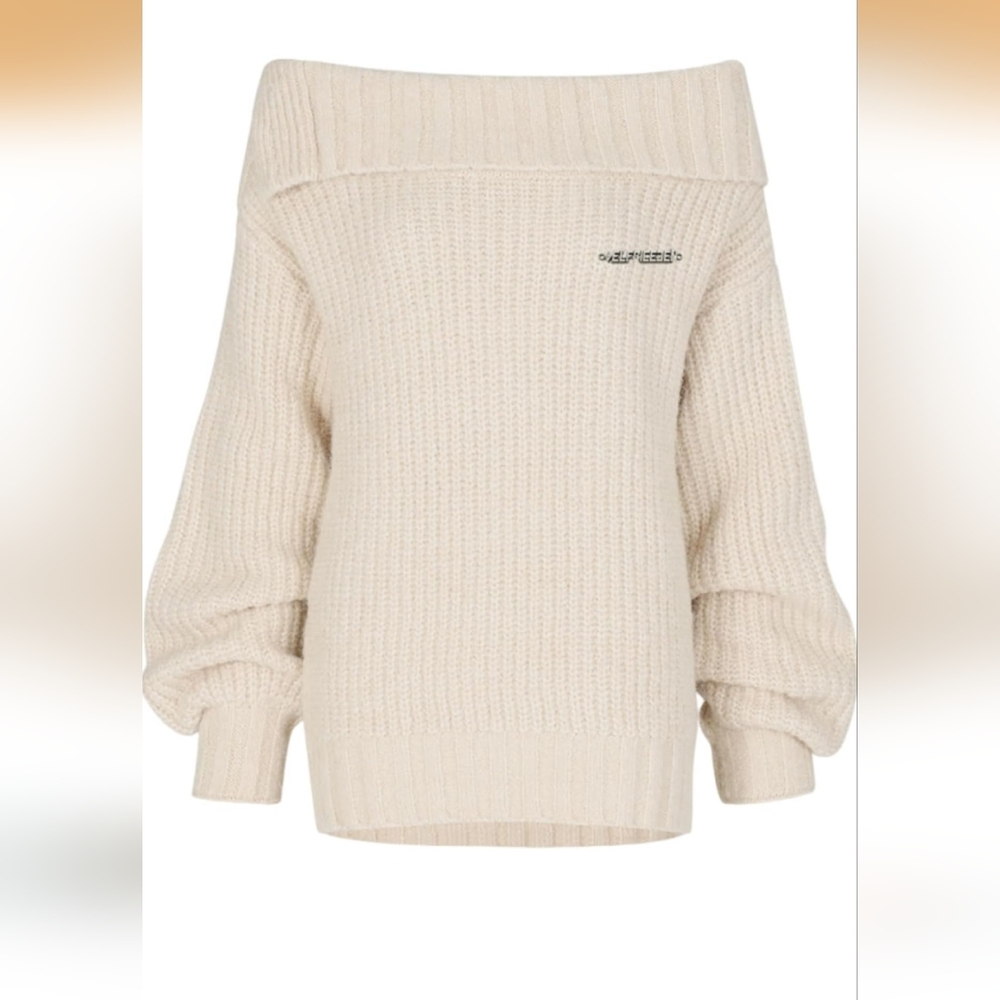 Aelfric Eden Off-Shoulder Beige Sweater